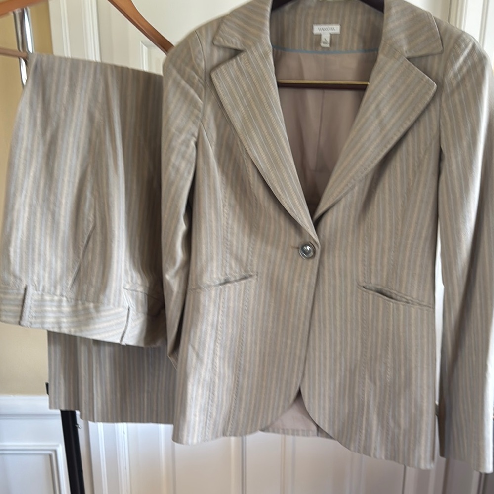 Banana Republic Tan Pinstripe Blazer and Skirt Set
